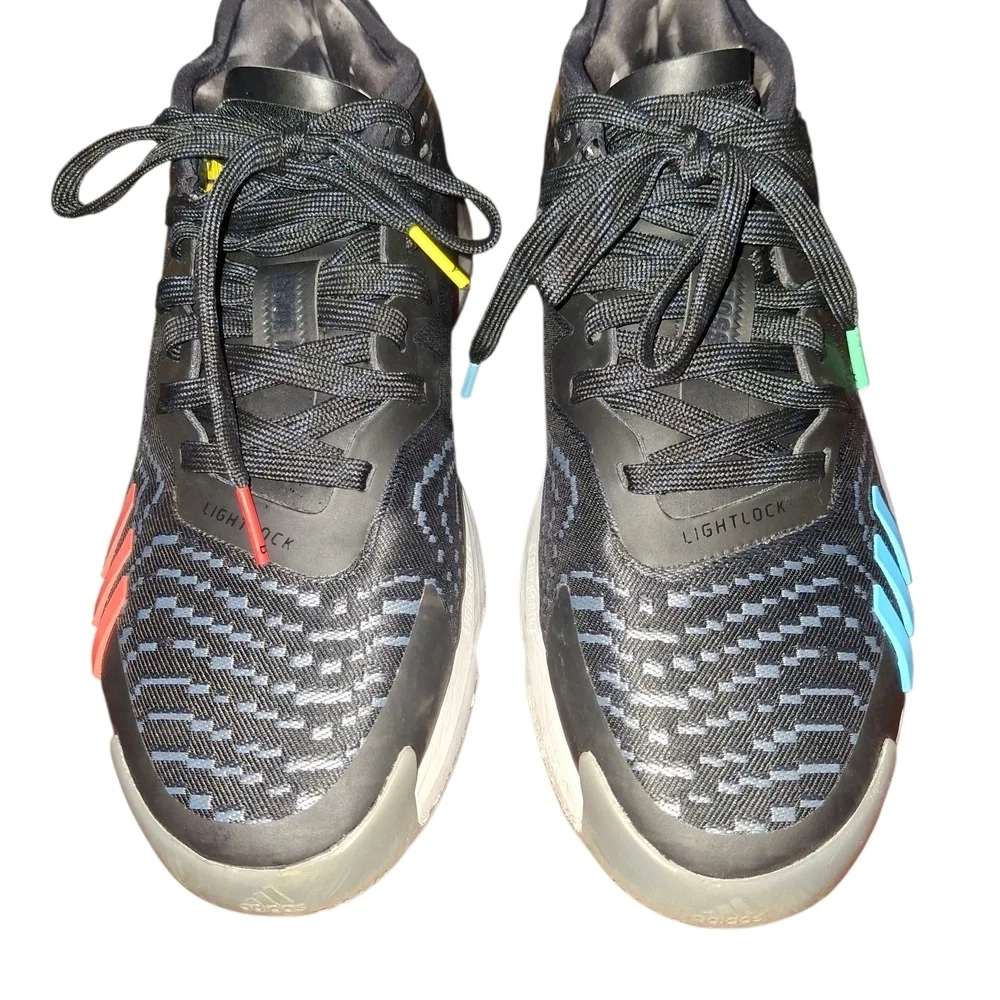 adidas Black Sneakers with Blue and Red Accents